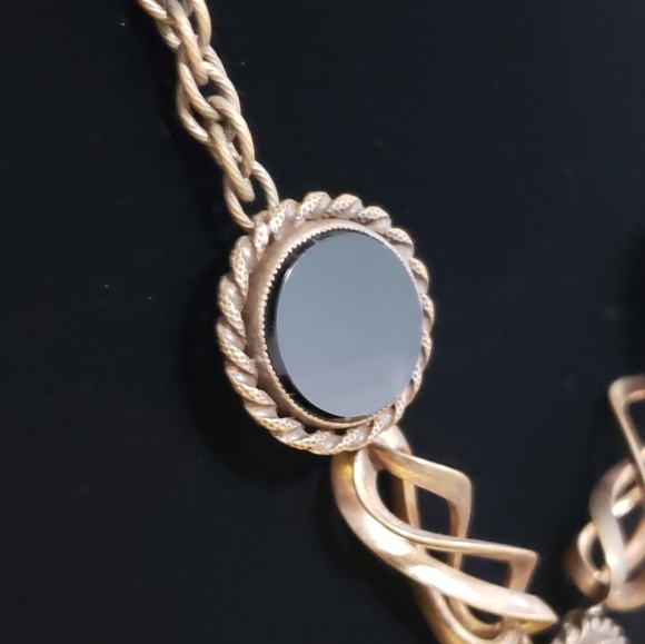 Victorian Jet & Brass Mourning Necklace Choker - Picture 2 of 8